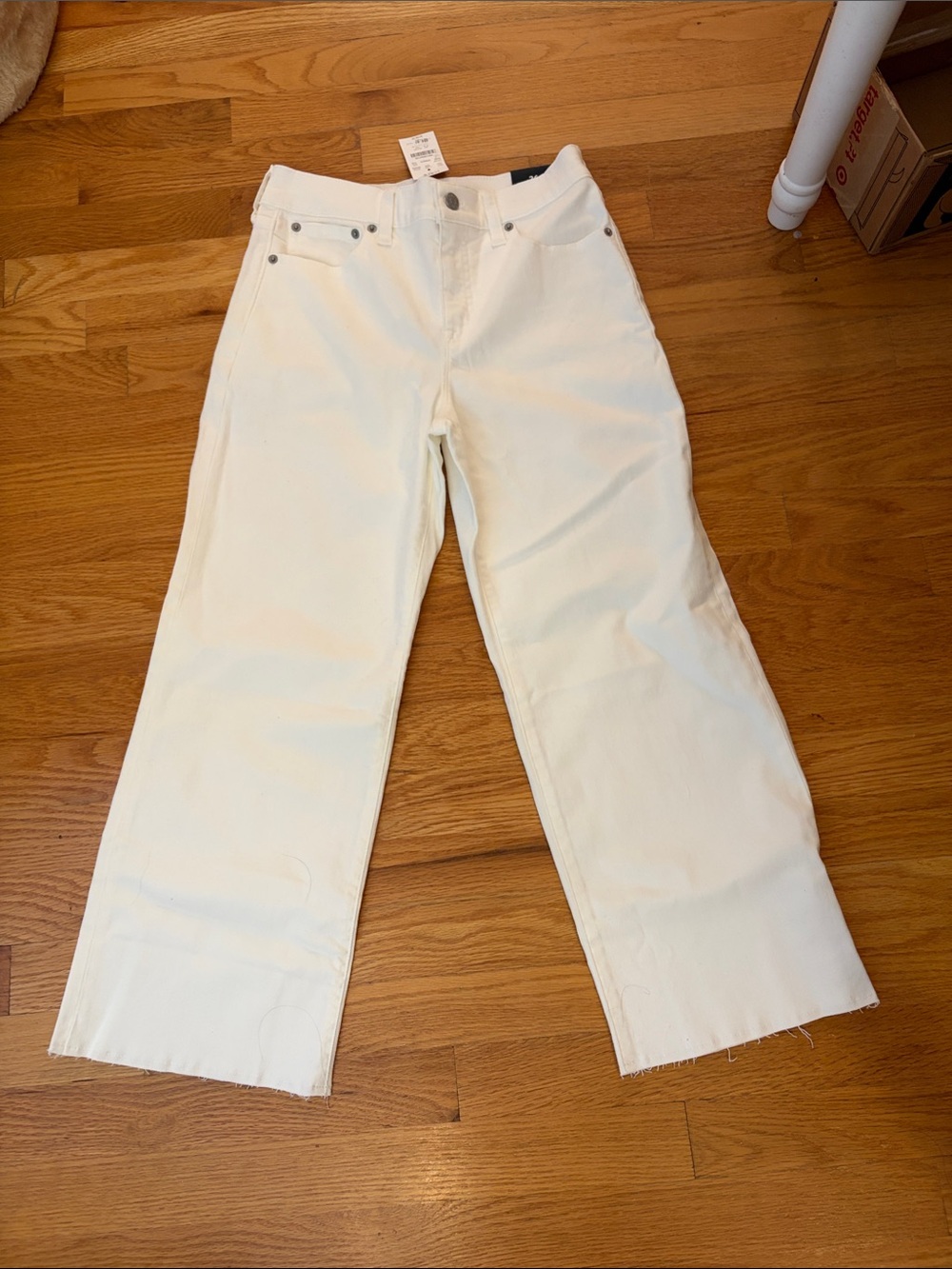 J. Crew Off-White Wide-Leg Cropped Jeans